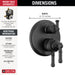 Delta Broderick T27884 17 Series Integrated Diverter Trim 3-Setting, Matte Black