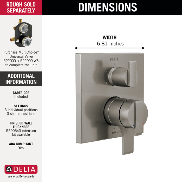 Delta Ara:T27967 Angular Modern Monitor 17 Series Valve Trim with 6-Setting Integrated Diverter