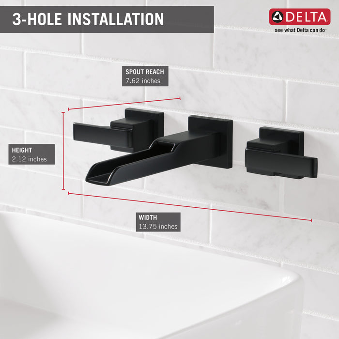 Delta Ara:T3568LF Two Handle Wall Mount Channel Bathroom Faucet Trim