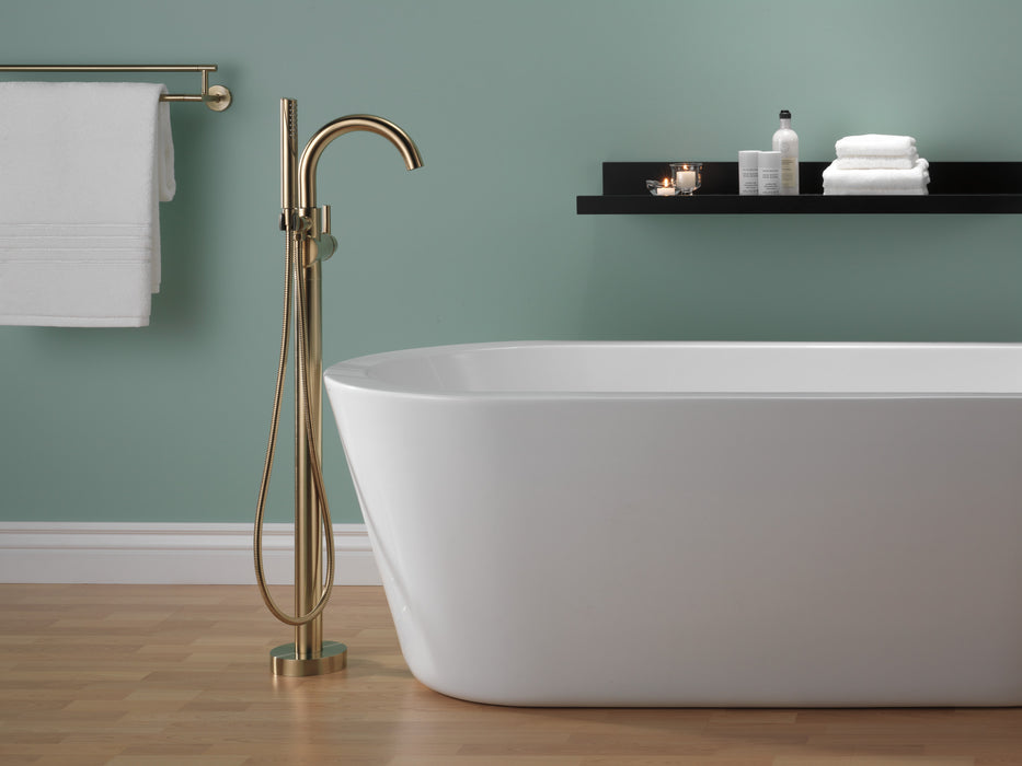 Delta Trinsic T4759 Single Handle Floor Mount Tub Filler Trim with Hand Shower