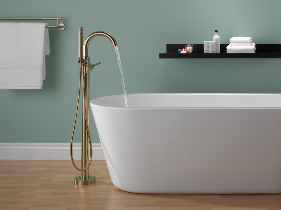 Delta Trinsic T4759 Single Handle Floor Mount Tub Filler Trim with Hand Shower