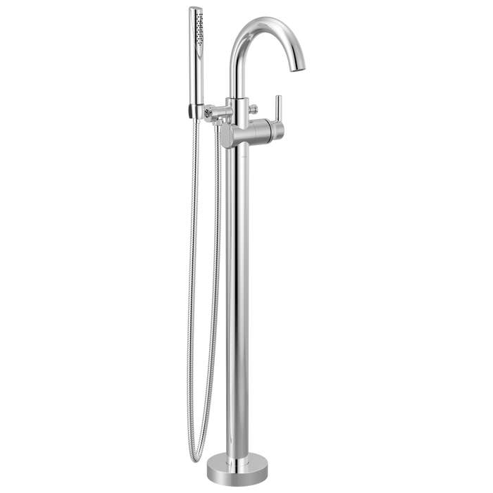Delta Trinsic:T4759 Single Handle Floor Mount Tub Filler Trim with Hand Shower