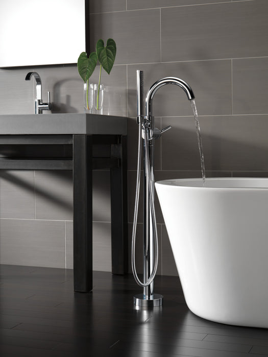 Delta Trinsic:T4759 Single Handle Floor Mount Tub Filler Trim with Hand Shower
