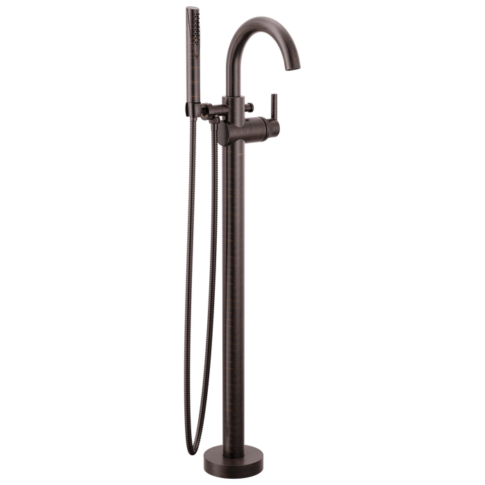 Delta Trinsic:T4759 Single Handle Floor Mount Tub Filler Trim with Hand Shower