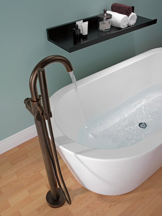 Delta Trinsic:T4759 Single Handle Floor Mount Tub Filler Trim with Hand Shower