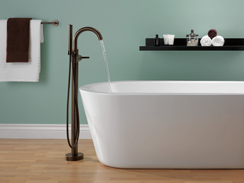 Delta Trinsic:T4759 Single Handle Floor Mount Tub Filler Trim with Hand Shower
