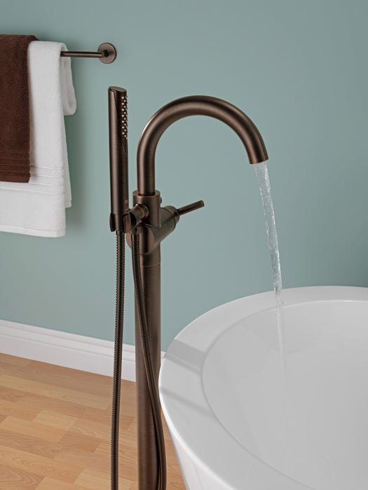 Delta Trinsic:T4759 Single Handle Floor Mount Tub Filler Trim with Hand Shower