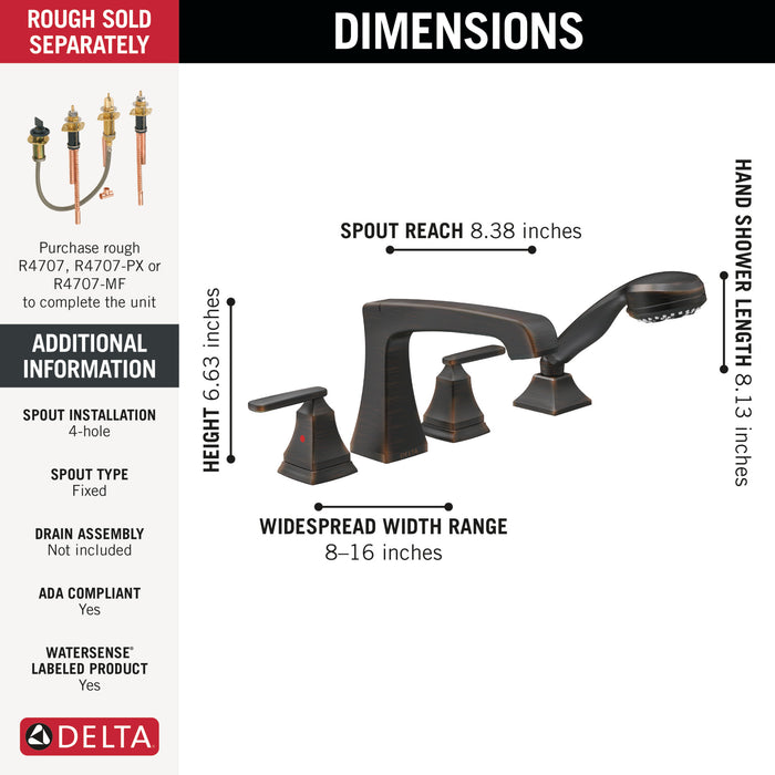 Delta Ashlyn:T4764 Roman Tub with Hand Shower Trim
