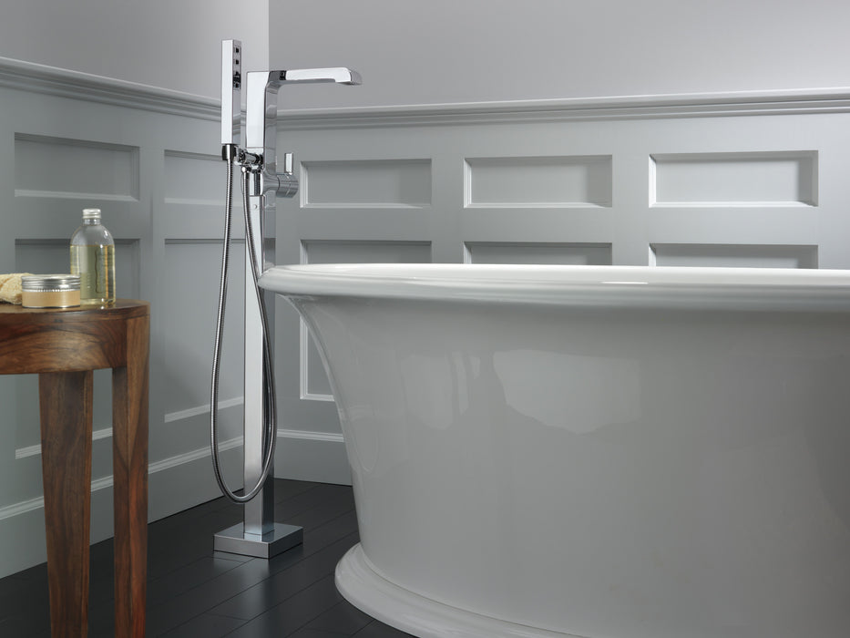 Delta Ara:T4767 Single Handle Floor Mount Tub Filler Trim with Hand Shower