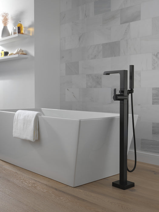 Delta Ara:T4767 Single Handle Floor Mount Tub Filler Trim with Hand Shower