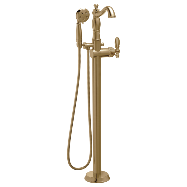Delta Cassidy T4797 Single Handle Floor Mount Tub Filler Trim with Hand Shower - Less Handle