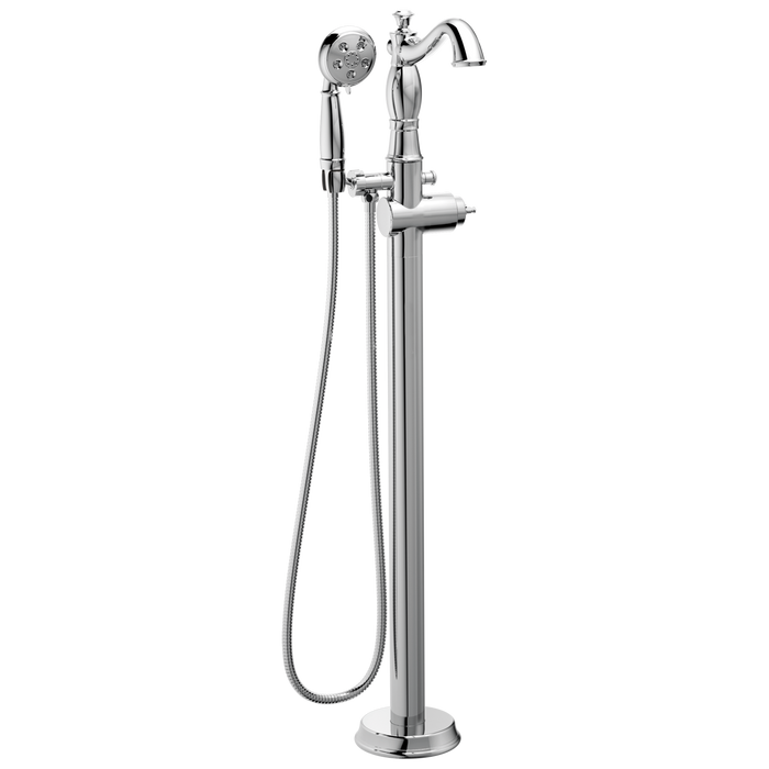 Delta Cassidy:T4797 Single Handle Floor Mount Tub Filler Trim with Hand Shower - Less Handle