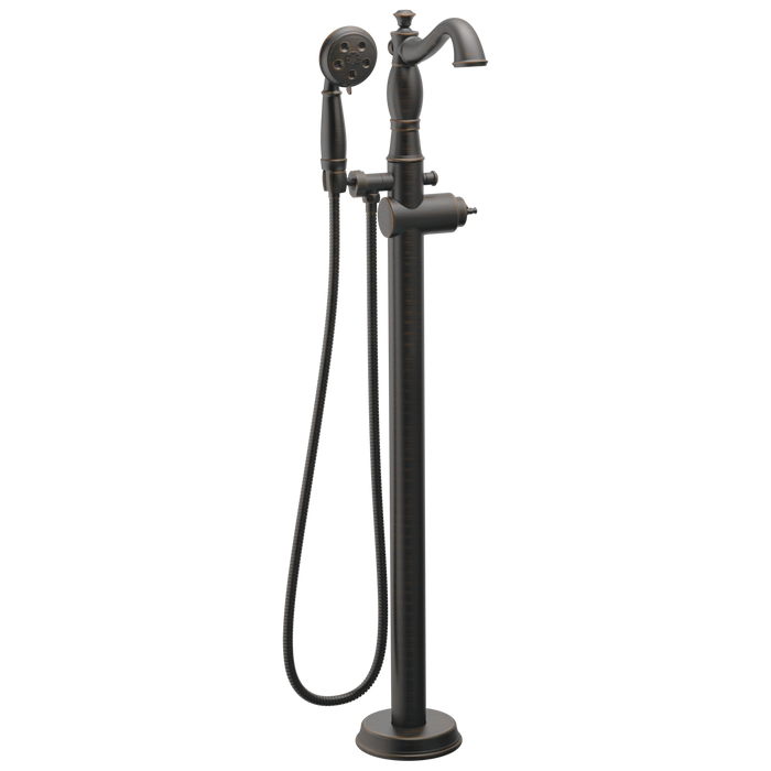 Delta Cassidy:T4797 Single Handle Floor Mount Tub Filler Trim with Hand Shower - Less Handle