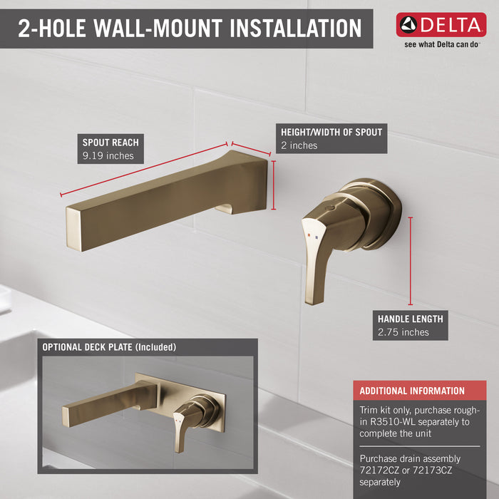 Delta Zura:T574LF Single Handle Wall Mount Bathroom Faucet Trim