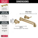 Delta Trinsic T5759 Wall Mounted Tub Filler, Champagne Bronze