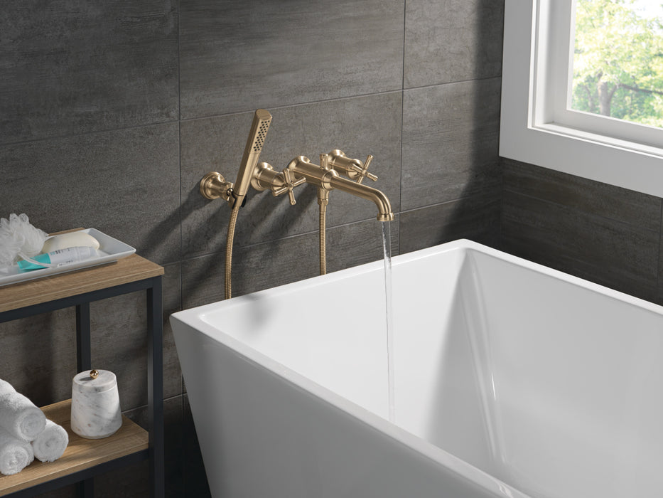 Delta Broderick: Wall Mount Tub Filler Trim with Hand Shower - Less Handles