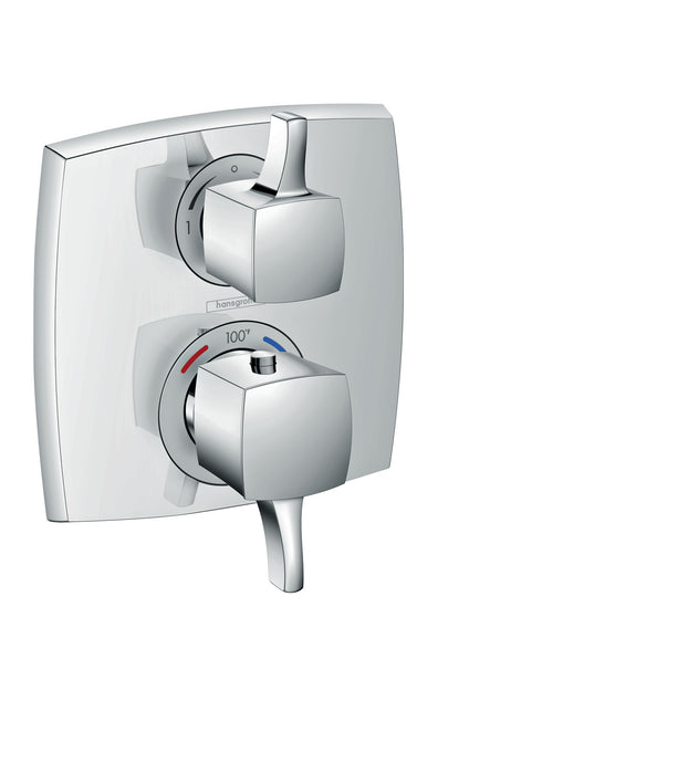hansgrohe Ecostat Classic Thermostatic Trim with Volume Control and Diverter, Square