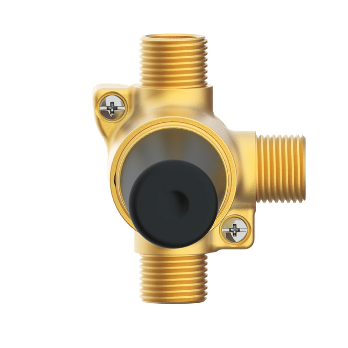 Gerber D130515BT Single Handle 1/2" 3-Port/2-Outlet Diverter Valve 3 Position Valve (Pause/Individual) - Rough Brass