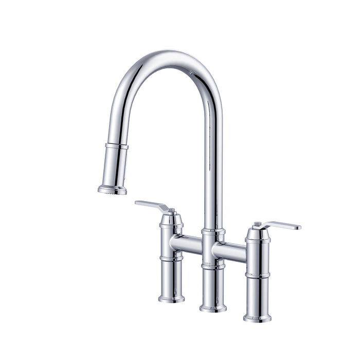 Gerber D434437 Kinzie 2H Bridge Pull-Down Kitchen Faucet 1.75gpm Chrome - Chrome