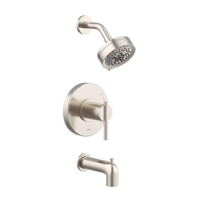 Gerber D511658TC Parma 1H Tub & Shower Trim Kit & Treysta Cartridge W/ Diverter On Tub Spout & 5 Function Showerhead 1.75gpm - Brushed Nickel