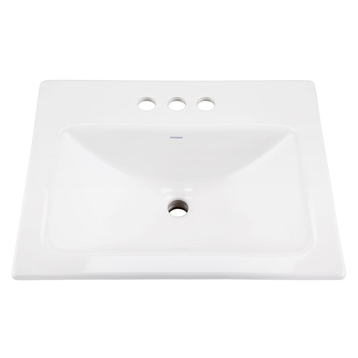 Gerber G0013894 Wicker Park Countertop Lavatory 20-7/8"x17-3/4" Rectangle with U-Shaped Basin - Low-Profile - 4"CC White - White