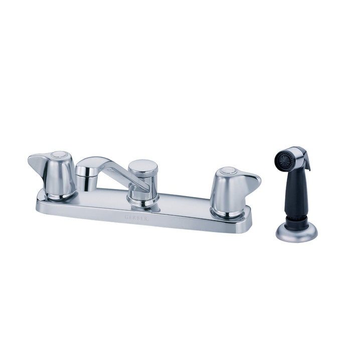 Gerber G0042215 Maxwell 2H Kitchen Faucet w/ Metal Handles Spray & 8" D-Tube Spout 1.75gpm Aeration/2.2gpm Spray Chrome - Chrome