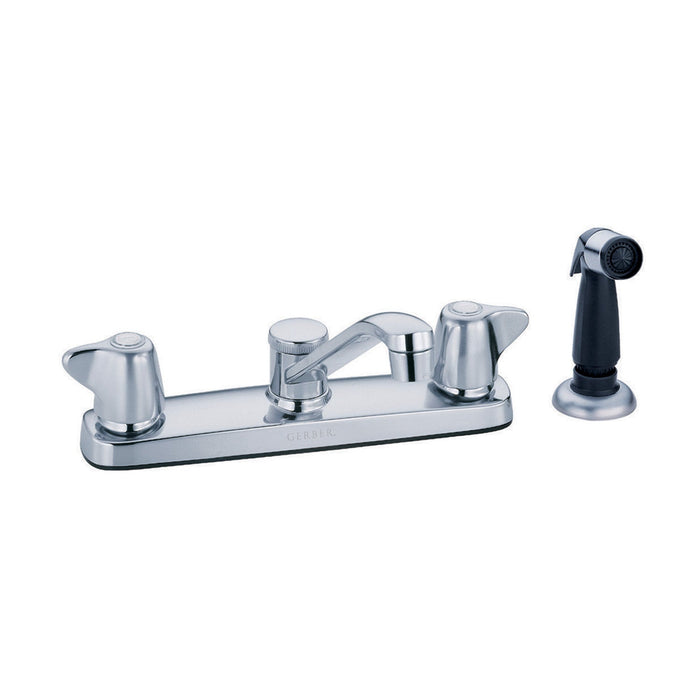 Gerber G0042215 Maxwell 2H Kitchen Faucet w/ Metal Handles Spray & 8" D-Tube Spout 1.75gpm Aeration/2.2gpm Spray Chrome - Chrome