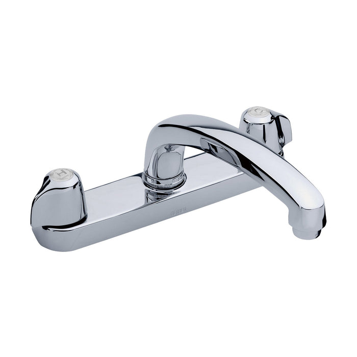 Gerber G0042416 Gerber Classics 2H Kitchen Faucet Deck Plate Mounted w/ Metal Handles & Cast Brass Spout 1.75gpm Compression Cartridge Chrome - Chrome