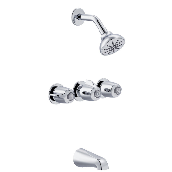Gerber G004803083 Gerber Classics Three Handle Sliding Sleeve Escutcheon Tub & Shower Fitting with IPS/Sweat Connections & Threaded Spout 1.75gpm Chrome - Chrome