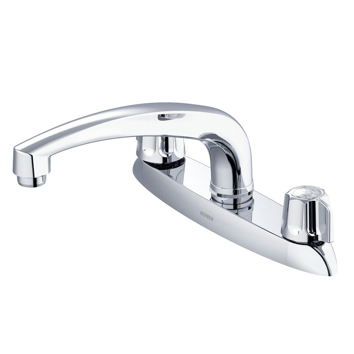 Gerber G0742116 Gerber Classics 2H Kitchen Faucet Deck Plate Mounted w/out Spray & w/ Metal Fluted Handles 1.75gpm Chrome - Chrome