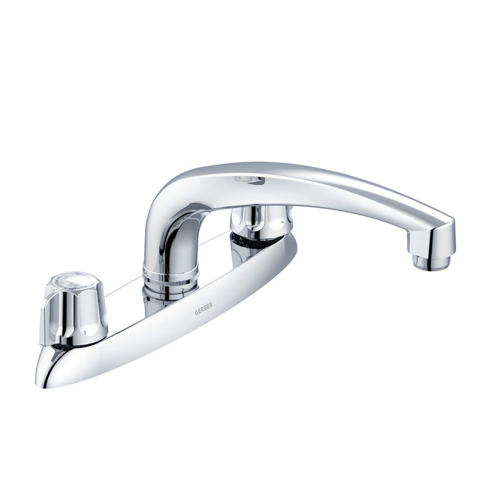 Gerber G0742116 Gerber Classics 2H Kitchen Faucet Deck Plate Mounted w/out Spray & w/ Metal Fluted Handles 1.75gpm Chrome - Chrome
