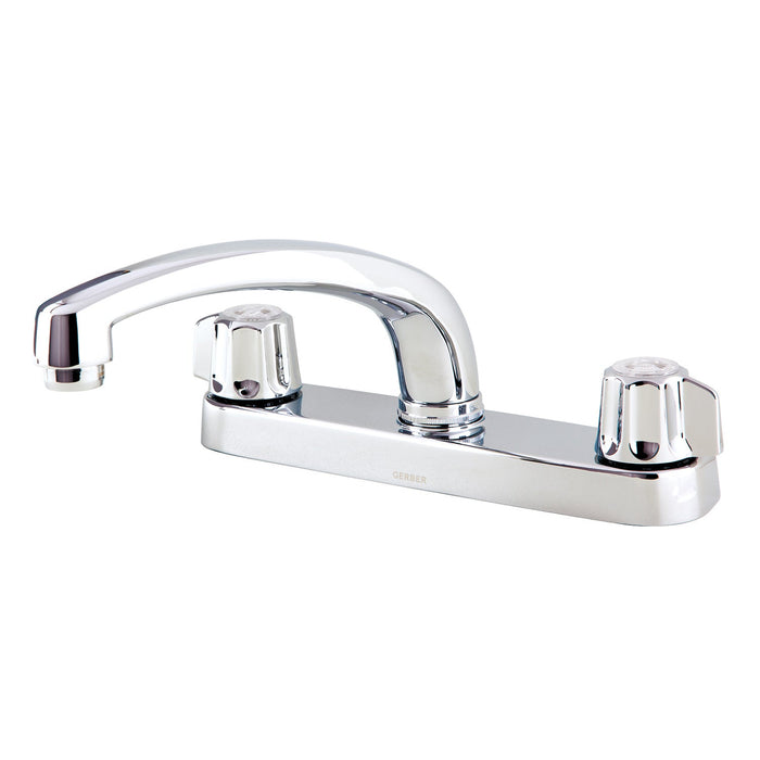 Gerber G0742416 Gerber Classics 2H Kitchen Faucet Deck Plate Mounted w/out Spray & w/ Metal Fluted Handles 1.75gpm Chrome. Compression cartridge - Chrome