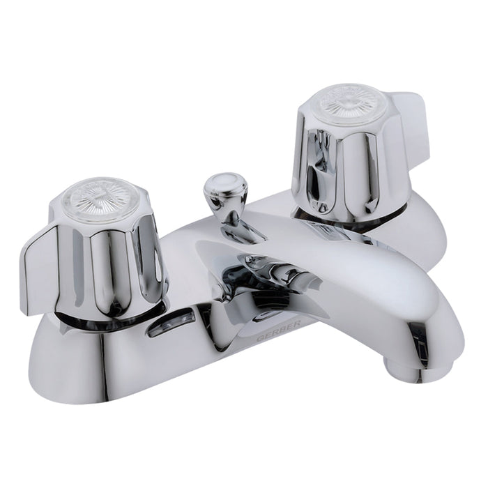 Gerber G0743431 Gerber Classics 2H Centerset Lavatory Faucet w/ Metal Fluted Handles & Metal Pop-Up Drain 1.2gpm Chrome - Chrome