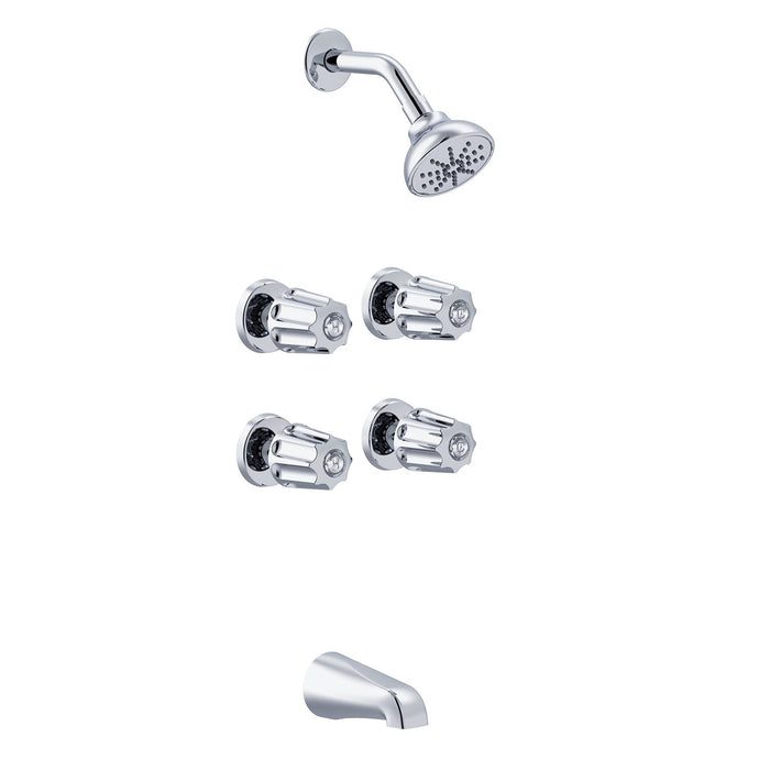 Gerber G074643083 Gerber Classics Four Metal Fluted Handle Tub & Shower Fitting 1.75gpm Chrome - Chrome