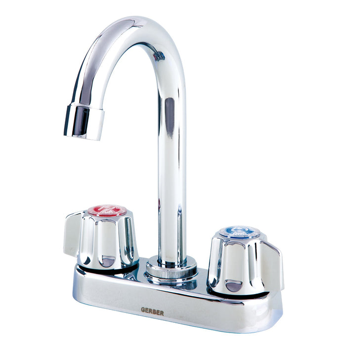 Gerber G0749251 Gerber Classics 2H Bar Faucet w/ Metal Fluted Handles 1.75gpm Chrome - Chrome