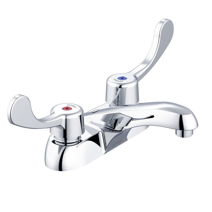 Gerber GC044541 Commercial 2H Centerset Lavatory Faucet w/ Wrist Blade Handles & Less Drain 0.5gpm Chrome - Chrome