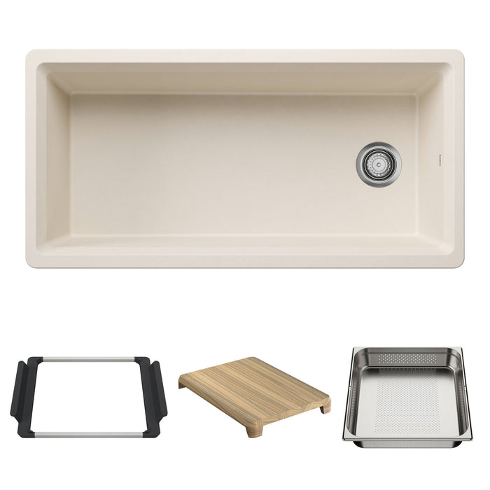 BLANCO Inteos SILGRANIT 39" Single Bowl Reversible Undermount Workstation Kitchen Sink - Soft White