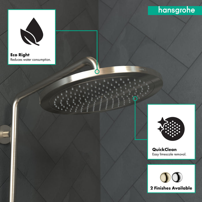 Hansgrohe Croma 1.8 GPM Single Function Rain Shower Head with Quick Clean and Eco Right Technologies in Chrome