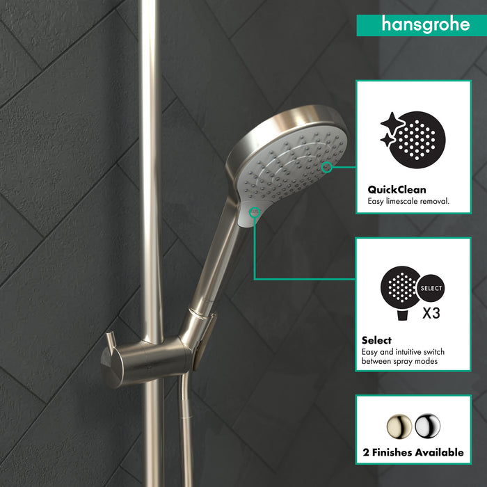 Hansgrohe Croma Select S 2.5 GPM Vario-Function Handshower with Select and Quick Clean Technologies in Chrome/White