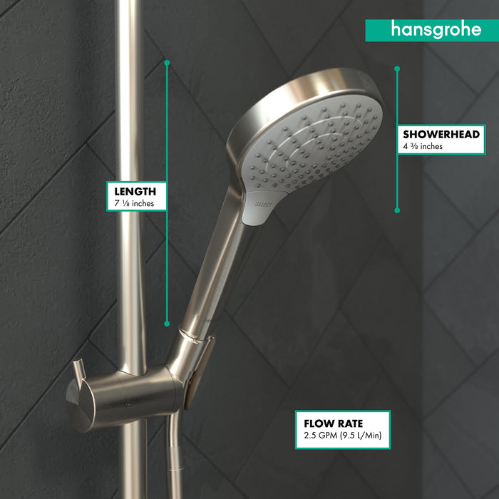Hansgrohe Croma Select S 2.5 GPM Vario-Function Handshower with Select and Quick Clean Technologies in Chrome/White