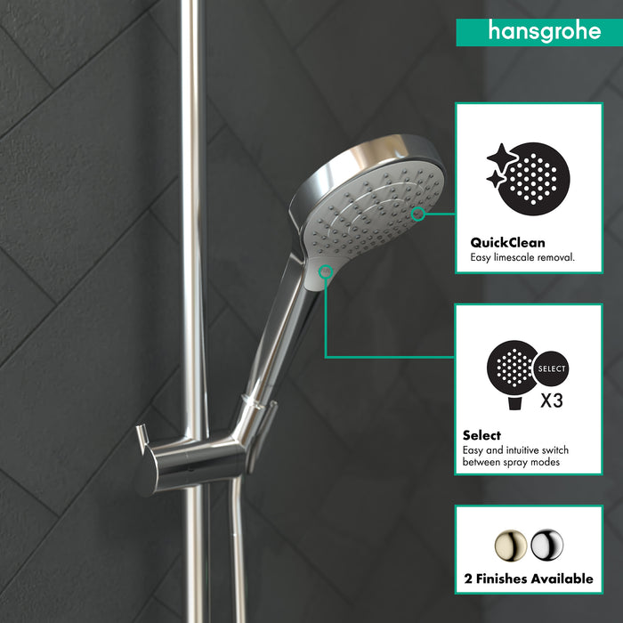 Hansgrohe Croma Select S 2.5 GPM Vario-Function Handshower with Select and Quick Clean Technologies in Chrome/White
