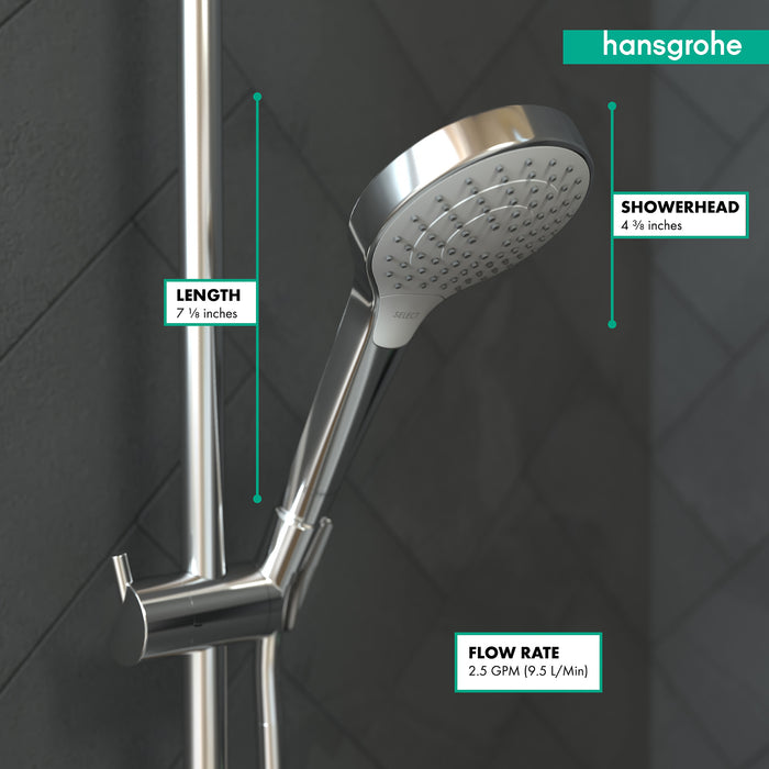 Hansgrohe Croma Select S 2.5 GPM Vario-Function Handshower with Select and Quick Clean Technologies in Chrome/White