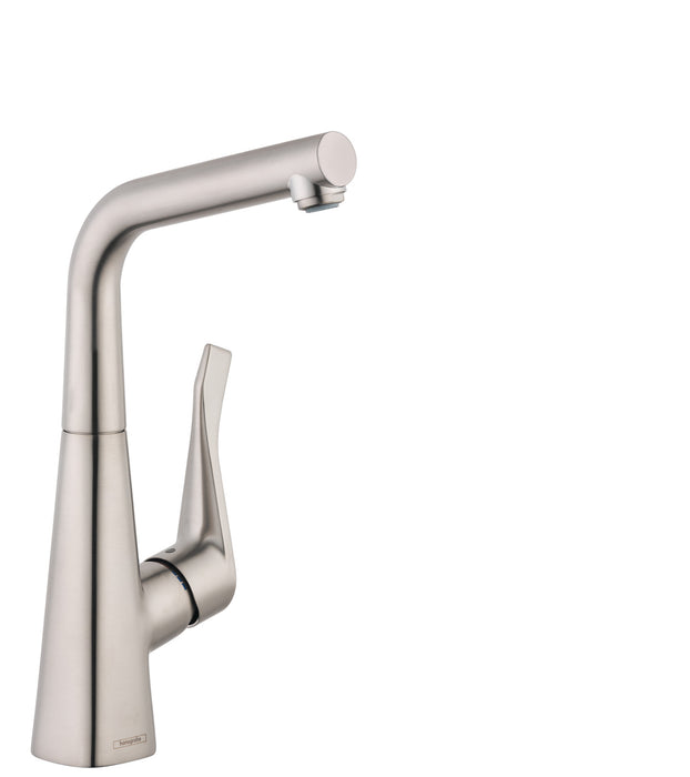 Hansgrohe 04509000 Metris Bar Kitchen Faucet with Swivel Spout in Chrome, steel optic