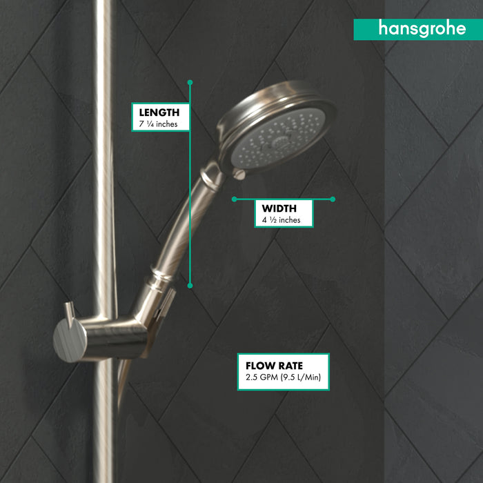 Hansgrohe Croma 100 Classic Handshower 3-Jet, 2.5 GPM