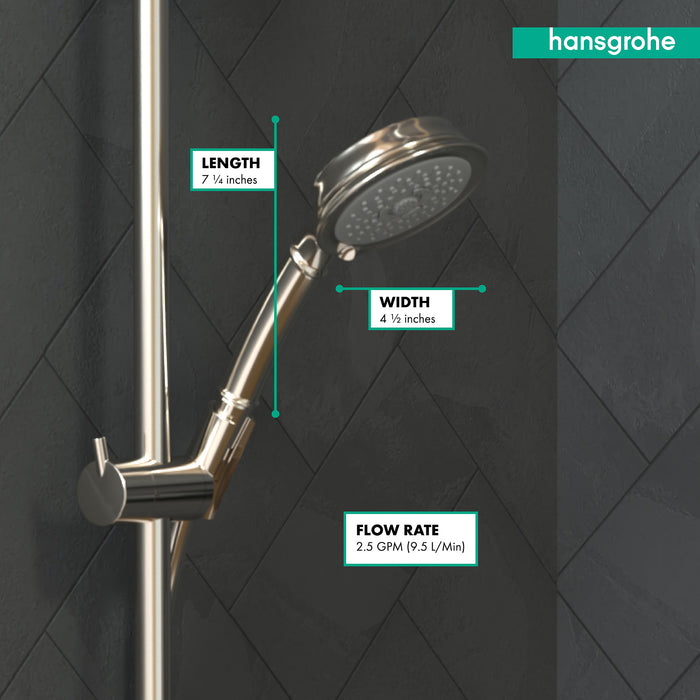 Hansgrohe Croma 100 Classic Handshower 3-Jet, 2.5 GPM