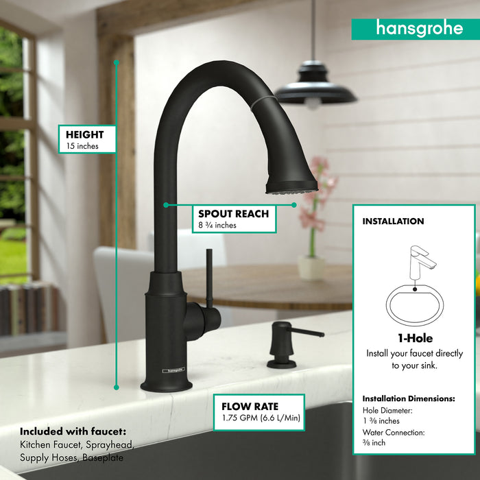 Hansgrohe Talis C HighArc Kitchen Faucet, 2-Spray Pull-Down, 1.75 GPM