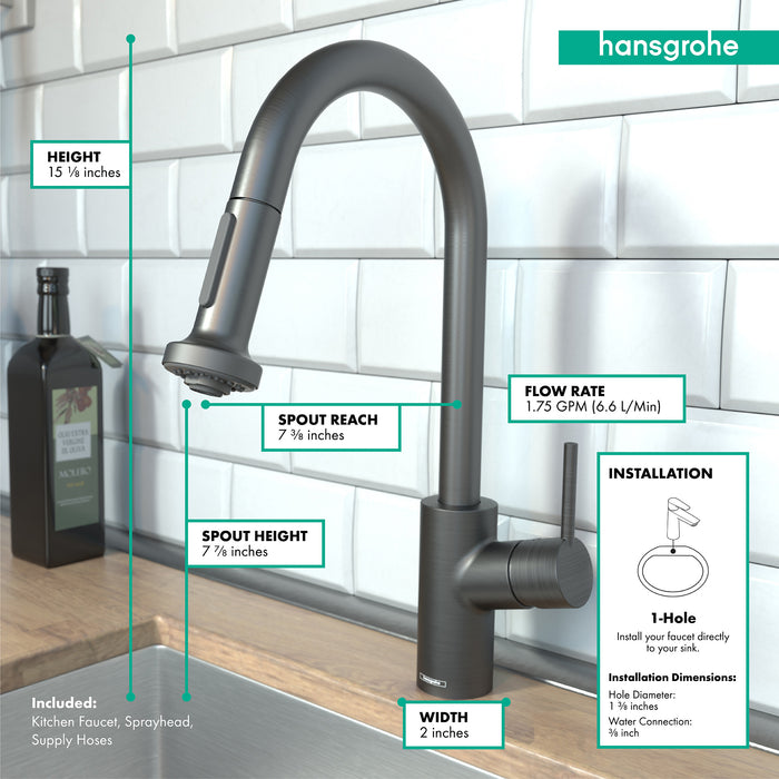 hansgrohe Talis S² Prep Kitchen Faucet, 2-Spray Pull-Down, 1.75 GPM