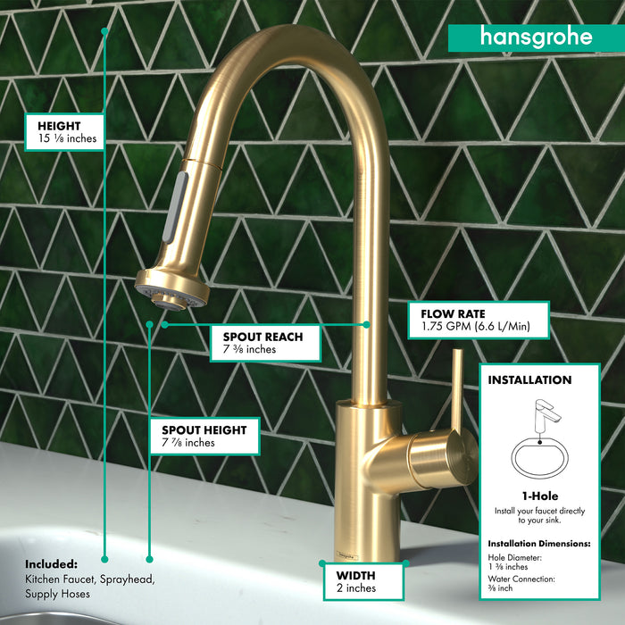 hansgrohe Talis S² Prep Kitchen Faucet, 2-Spray Pull-Down, 1.75 GPM