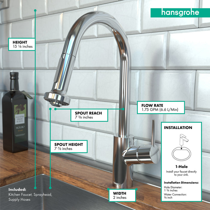 hansgrohe Talis S² Prep Kitchen Faucet, 2-Spray Pull-Down, 1.75 GPM