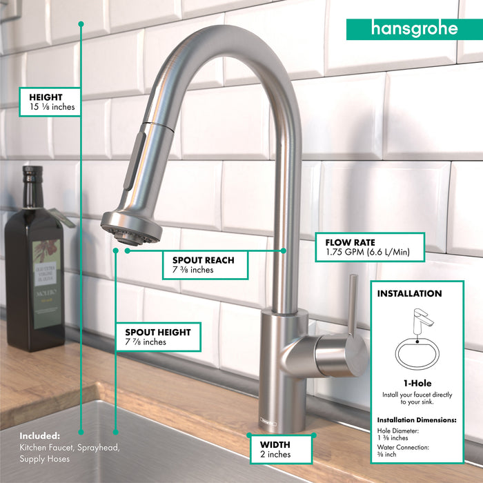 hansgrohe Talis S² Prep Kitchen Faucet, 2-Spray Pull-Down, 1.75 GPM